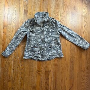 Y2K Mudd Camo Utility Jacket Womans Junior XL Grey Green Zip Front Field Coat